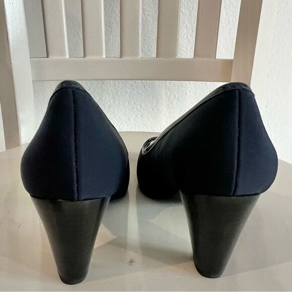 NWB Naturalizer Women’s Lightner Peep Toe Pumps in Navy Blue Sz. 10 Block Heel - Picture 4 of 9